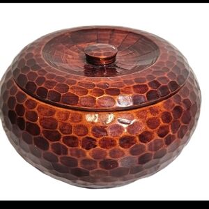 Vibtage Japanese Ohitsu Wooden Orange Lacquered Rice Bowl Jar